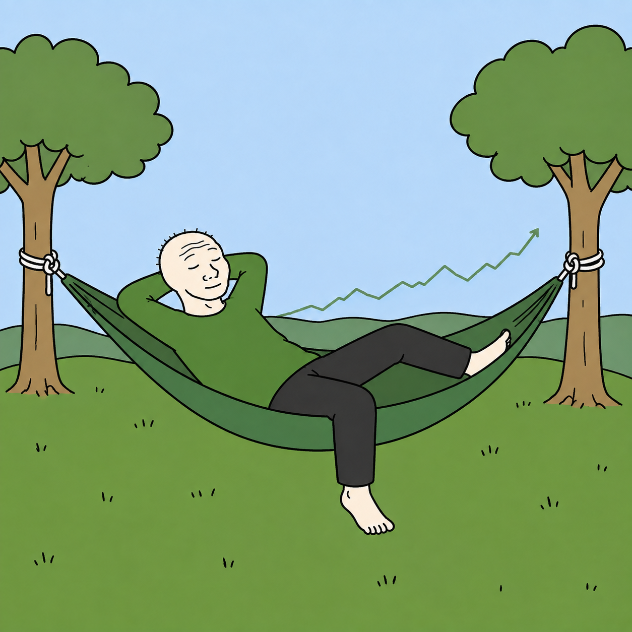 The character naps while the market rises